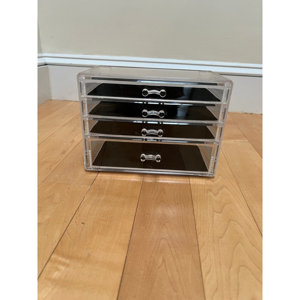 Acrylic Velvet Lined Organizer Clear 4-Drawer Makeup Jewelry Pens